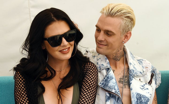 Madison Parker and Aaron Carter in Las Vegas in April.
