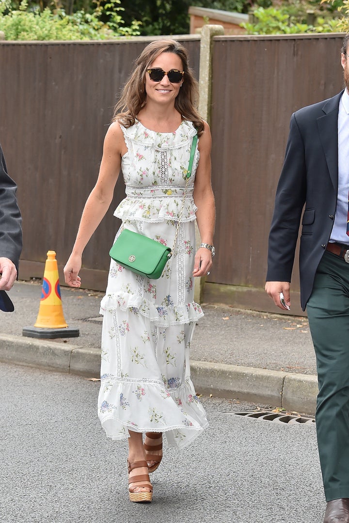 Pippa Middleton seen arriving for day thirteen at The Championships at Wimbledon. on July 16, 2017 in London, England. 