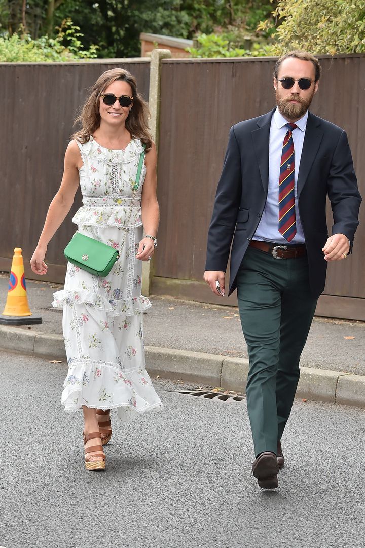 Pippa Middleton & James Middleton seen arriving for day thirteen at The Championships at Wimbledon on July 16, 2017 in London, England. 