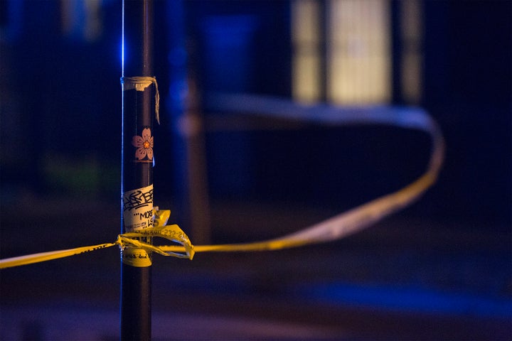 Police tape blows in a gust of wind on June 22. 