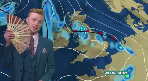 BBC weatherman Owain Wyn Evans has gone viral with his drag-themed forecast 