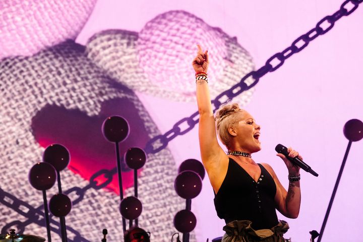 Pop star Pink performs at the 2017 Festival d’été de Québec.