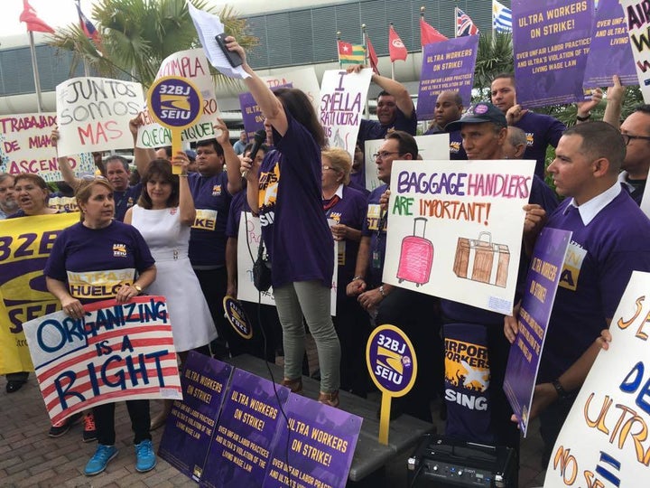 Miami airport workers go on a one-day strike in July.