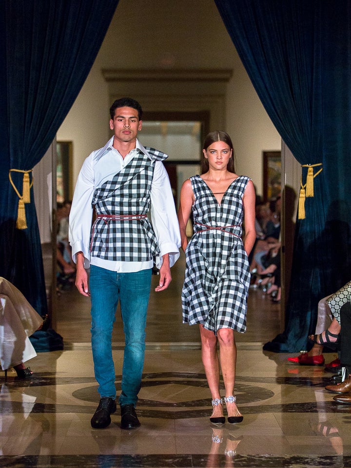 <p>André Leon Talley Presents: Fluid Fashion ’18 . Look #3 Wai Ming and AUDRA</p>