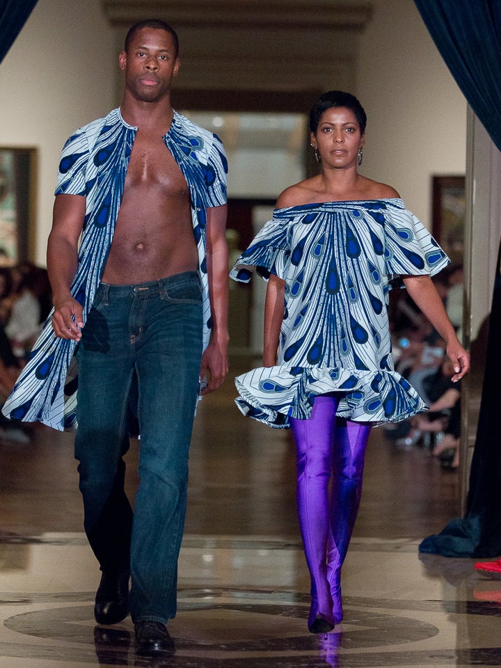 <p>André Leon Talley Presents: Fluid Fashion ’18. Look #7 Demestik by Reuben Reuel modeled by broadcast journalist Tamron Hall. </p>