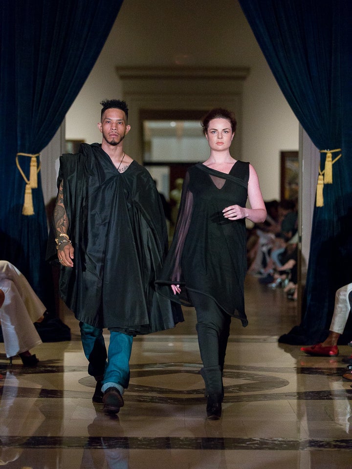 <p>André Leon Talley Presents: Fluid Fashion ’18. Look #13 Smith II and Agnes Hamerlik</p>