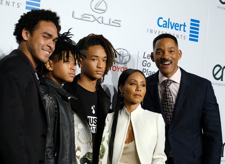 Trey Smith, Willow Smith, Jaden Smith, Jada Pinkett Smith and Will Smith attend the 26th annual EMA awards in October 2016.