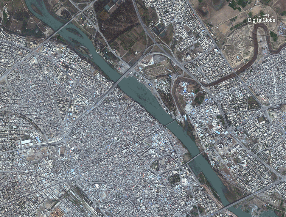 A before and after look at Mosul's urban destruction.