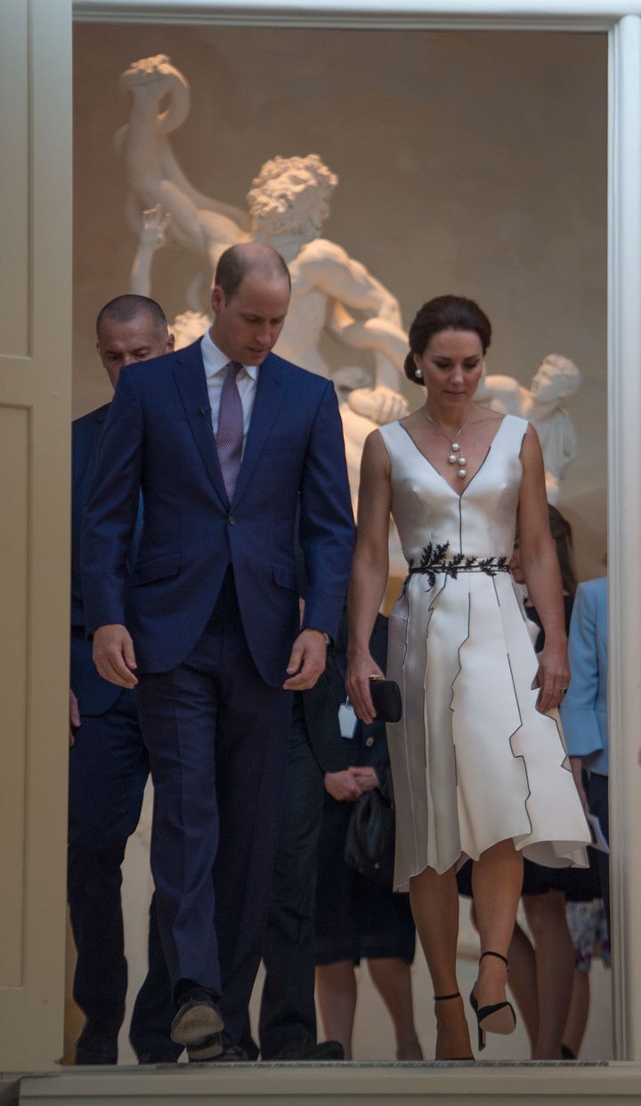Prince William, Duke of Cambridge and Catherine, Duchess of Cambridge attend the Queen's Birthday Garden Party at the Orangery, Lazienki Park on day 1 of their official visit to Poland on July 17, 2017 in Warsaw, Poland.