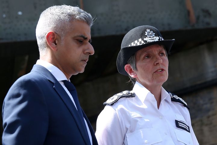 London Mayor Sadiq Khan and Metropolitan Police Commissioner Cressida Dick