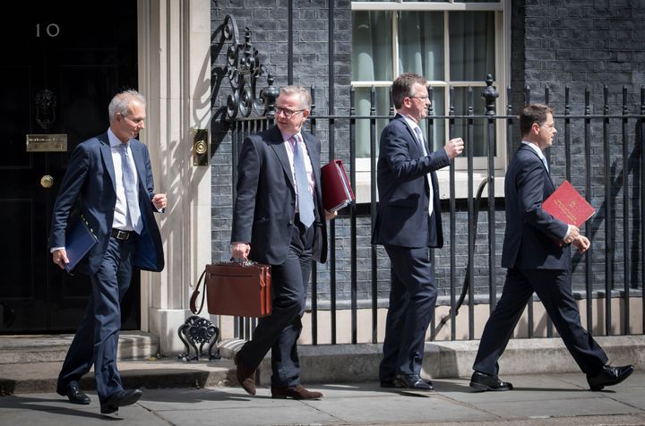 Cabinet ministers David Lidington, Michael Gove, Jeremy Wright and James Brokenshire leave their weekly meeting.