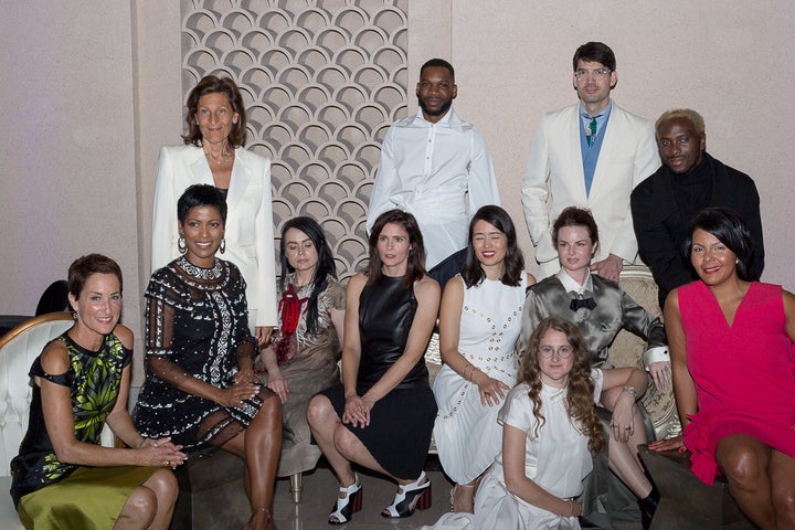 Fluid Fashion ‘18. St. Louis Fashion Fund Incubator Designers: Agnes Hamerlik, Allison Mitchell, Audra Noyes, Charles Smith II, Emily Brady Koplar, and Reuben Reuel with Susan Sherman, Tamron Hall, Jan Goldstein, Sara Hignite, Eric Johnson, and Tania Beasley-Jolly.