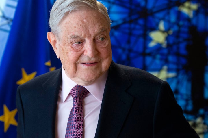 George Soros, Founder and Chairman of the Open Society Foundations arrives for a meeting in Brussels, on April 27, 2017. Meeting will mainly focus on situation in Hungary, including legislative measures that could force the closure of the Central European University in Budapest. / AFP PHOTO / POOL / OLIVIER HOSLET (Photo credit should read OLIVIER HOSLET/AFP/Getty Images) OLIVIER HOSLET via Getty Images