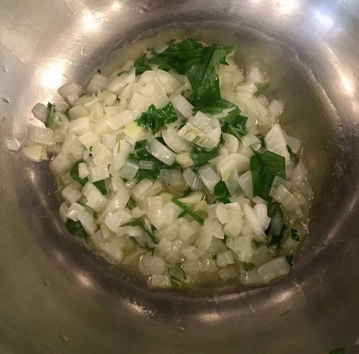 Springtime onions and garlic, parsley, olive oil, salt - a good start for any meal