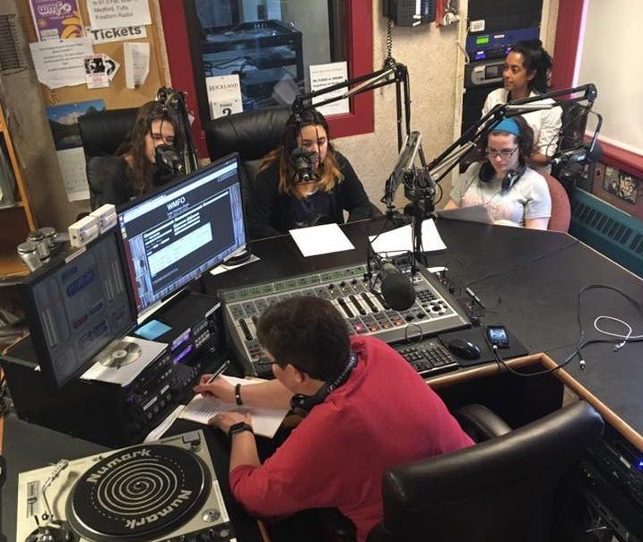 A few MEDIAGIRLS Youth Advisory Board members take our playlist for a spin at WMFO at Tufts University.