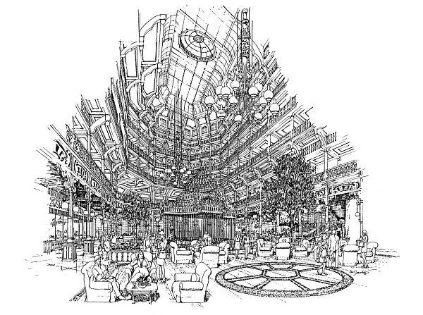 <p>Grand Floridian Beach Resort drawing </p>
