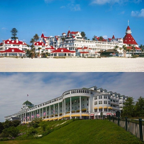 <p>Top: Hotel Del Coronado, Bottom: Grand Hotel </p>