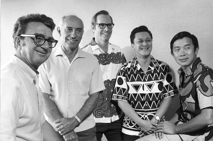 <p>L to R: WWATG Founders – George J. “Pete” Wimberly, George Whisenand, Jerry Allison, Greg Tong, Don Goo </p>