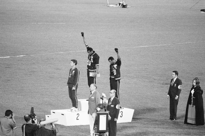 Tommie Smith and John Carlos, gold and bronze medalists in the 200-meter run at the 1968 Olympics, take a stand protest against unfair treatment of blacks in the U.S. Former Arizona Superintendent of Public Instruction thought that was rude.
