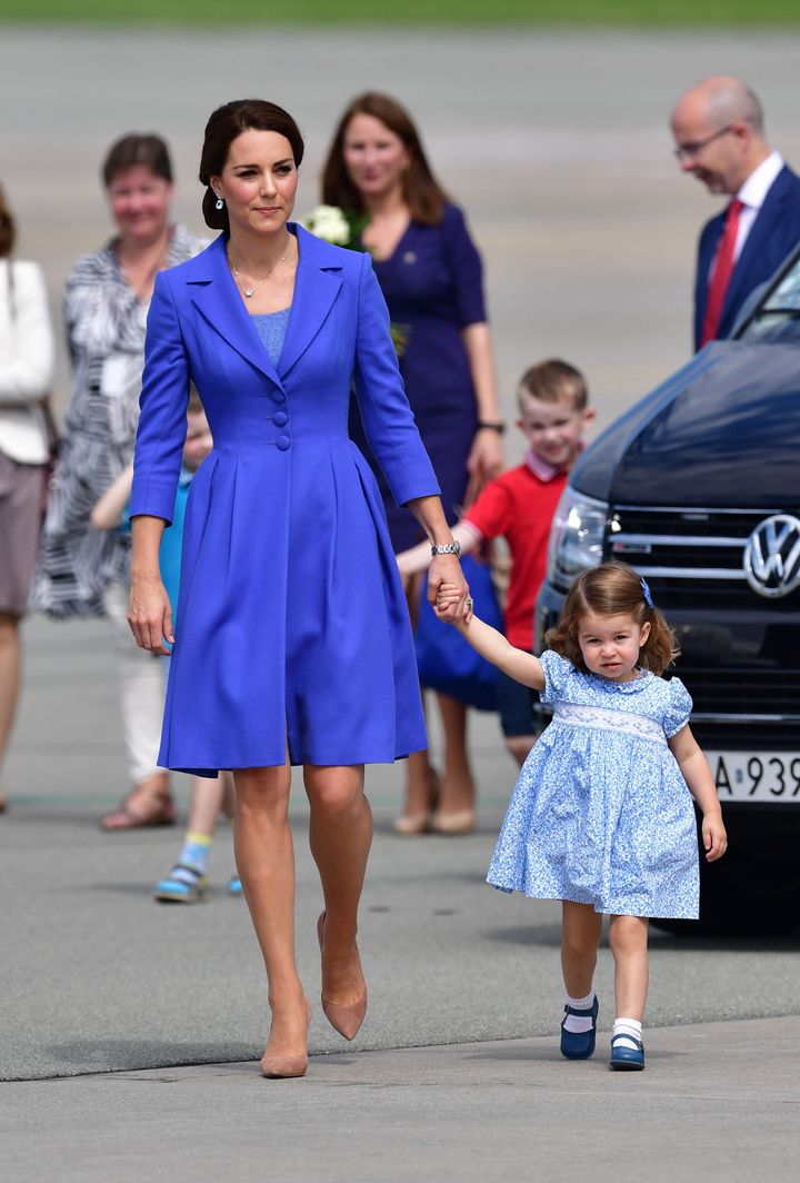 The Duchess of Cambridge with Princess Charlotte leave Warsaw, Poland, as they head to Germany.