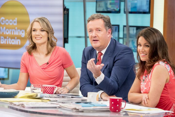 Piers with 'Good Morning Britain' co-hosts Charlotte Hawkins and Susanna Reid