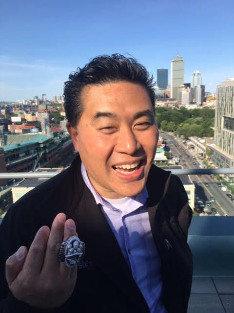 Ray Wang (Twitter: @rwang0) with the Patriots 2016-17 Super Bowl Ring (City of Boston background)