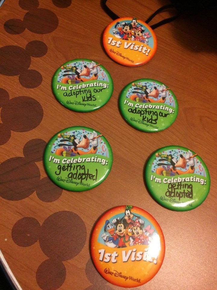 Here are the celebration buttons Courtney posted that caught the eye of Disney.