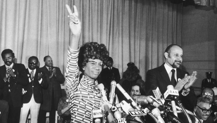 US Representative Shirley Chisholm announces her entry for Democratic nomination for the presidency in New York on January 25, 1972. She was the first black woman elected to the United States Congress, the first black candidate for a major party's nomination for President, and the first woman to run for the Democratic Party's presidential nomination.