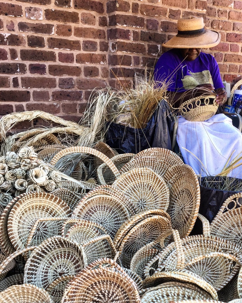 Enslaved Africans in Charleston created their own language and culture, called “gullah.” Sweetgrass baskets made in the same