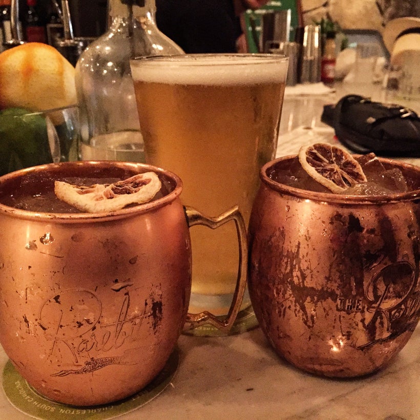 Upper King Street is lined with bars, distilleries, music clubs, and tap houses, like the Rarebit, known for its Moscow Mules