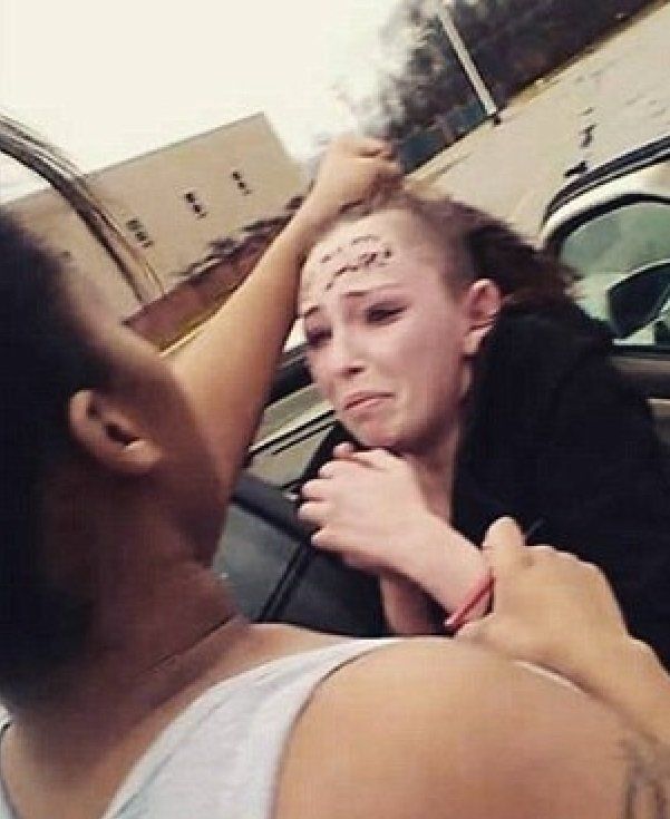 A screenshot from the 2015 Facebook video of Cheyanne Willis' alleged beating and humiliation.