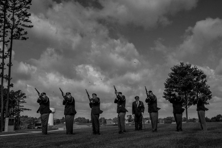 American Legion members perform a salute on Memorial Day last May at the Southwest Virginia Veterans Cemetery. The people of Radford are loyal to the U.S. military and to the jobs it provides at the Radford Army Ammunition Plant.