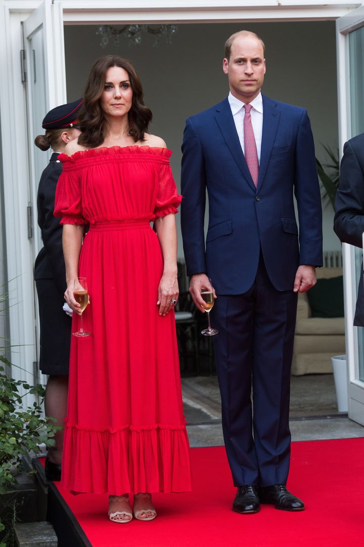 The Duchess of Cambridge Wears Bardot-Inspired Red Dress By British ...