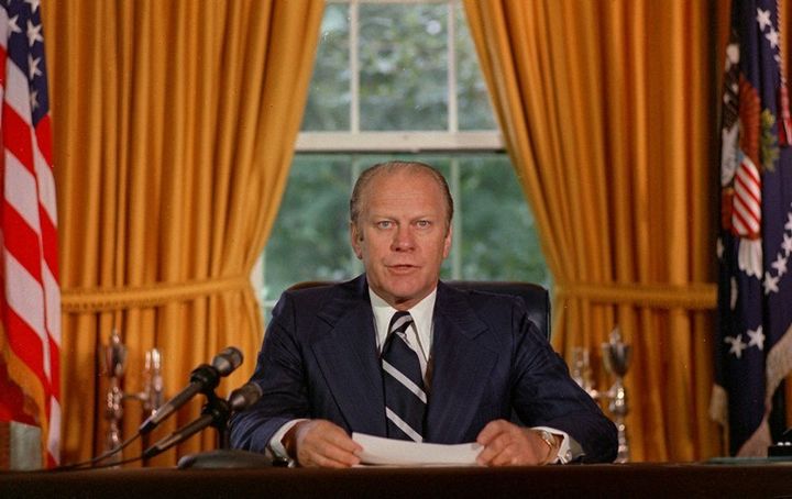  President Gerald Ford on Sept. 8, 1974 grants former President Richard Nixon ‘a full, free and absolute pardon.’ 