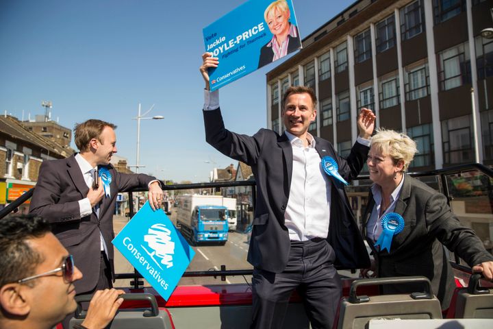 Minister Jackie Doyle-Price with health secretary Jeremy Hunt during her election campaign.