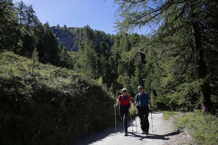 Theresa May with husband Philip in the Swiss Alps in 2016.