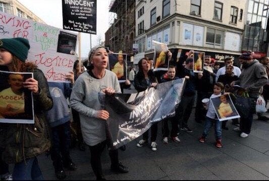 Ameen Jogees mother Rachel Whitehead during a Jengba protest