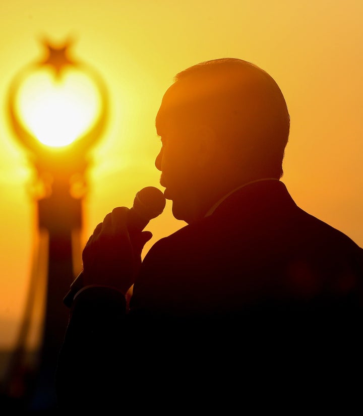 President Erdogan speaks at a ceremony marking the first anniversary of the 2016 attempted coup.