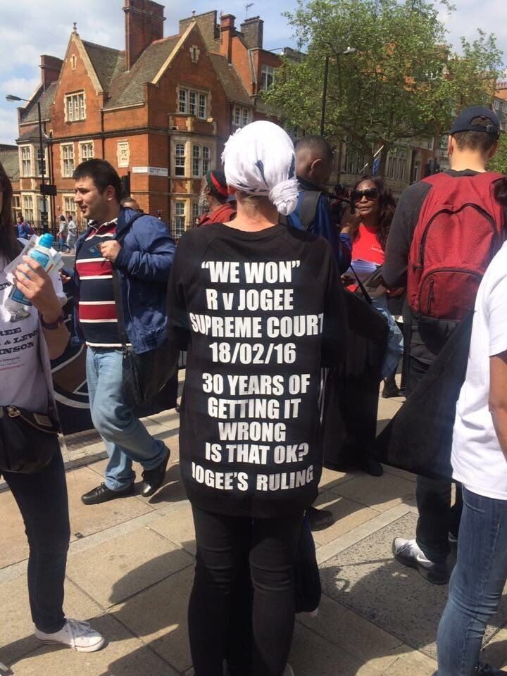 Whitehead shows off the back of her t-shirt which boasts of her sons Supreme Court win