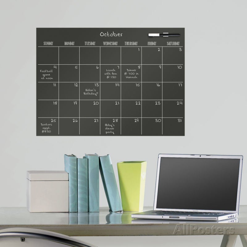 Black Dry Erase Calendar Wall Decal Sticker