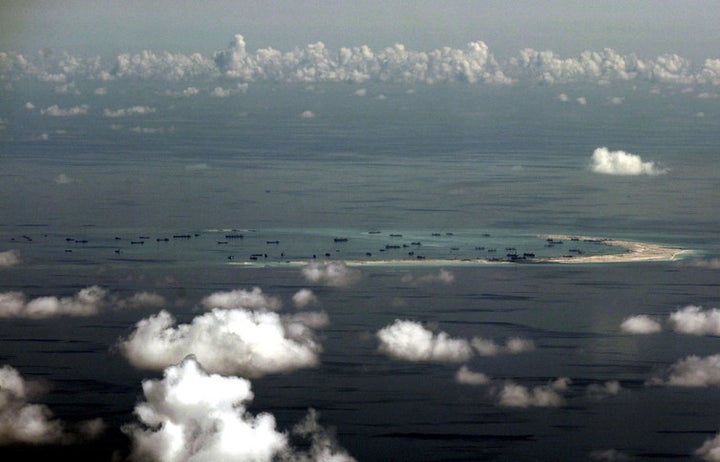  Land reclamation by China on Mischief Reef, in the South China Sea. 