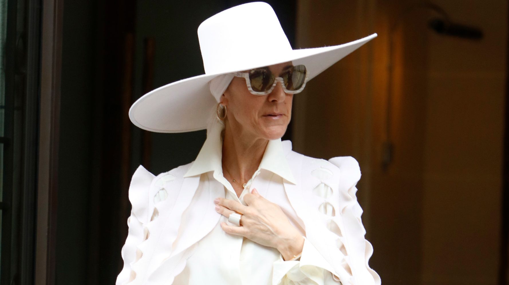 Louis Vuitton x Supreme Off White Pajama Shirt Seen On Celine Dion