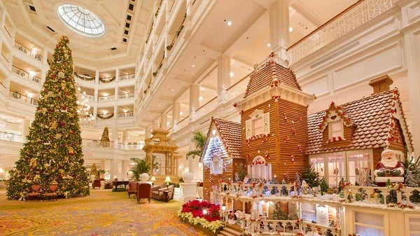 The Grand Floridian Lobby during the holidays