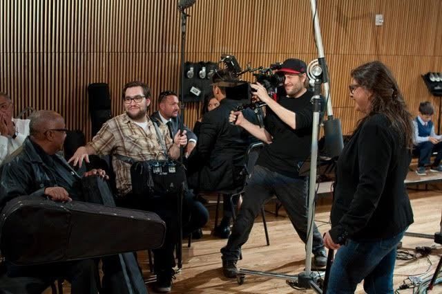 Rebecca Rose, Aruban screenwriter and producer in in New York with Aruban musicians while recording their national anthem with a symphonic orchestra. ( February/March 2016)