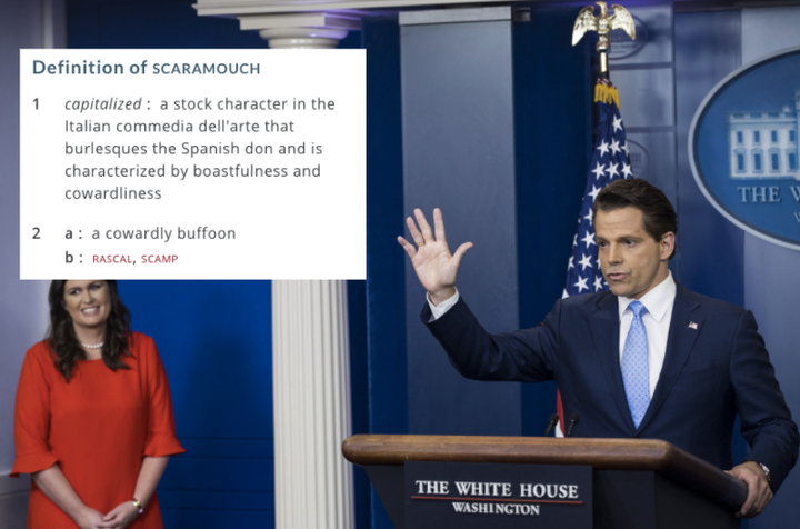 Anthony Scaramucci is the White House's new communications director. His name looks like the word scaramouch.