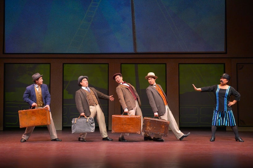 Hansel Tan, Phil Wong, James Seol, Sean Fenton and Kerry Keiko Carnahan in a scene from <strong><em>The Four Immigrants</em><