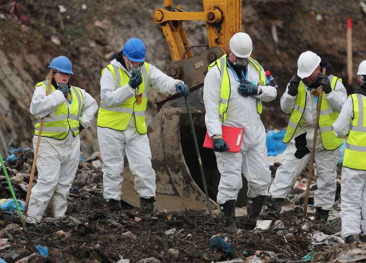 Police search a landfill site in Milton, Cambridgeshire, for McKeague 