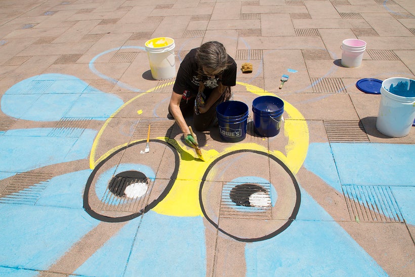 Pitcairn hard at work on the Square.