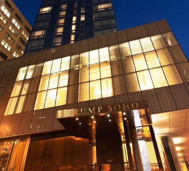 <p>Entry to Trump Soho</p>