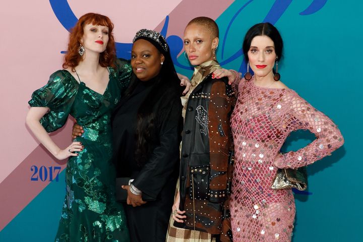 Karen Elson, Pat McGrath, Adwoa Aboah, and Sophie Flicker attend the 2017 CFDA Fashion Awards at Hammerstein Ballroom on June 5 2017 in New York City. 